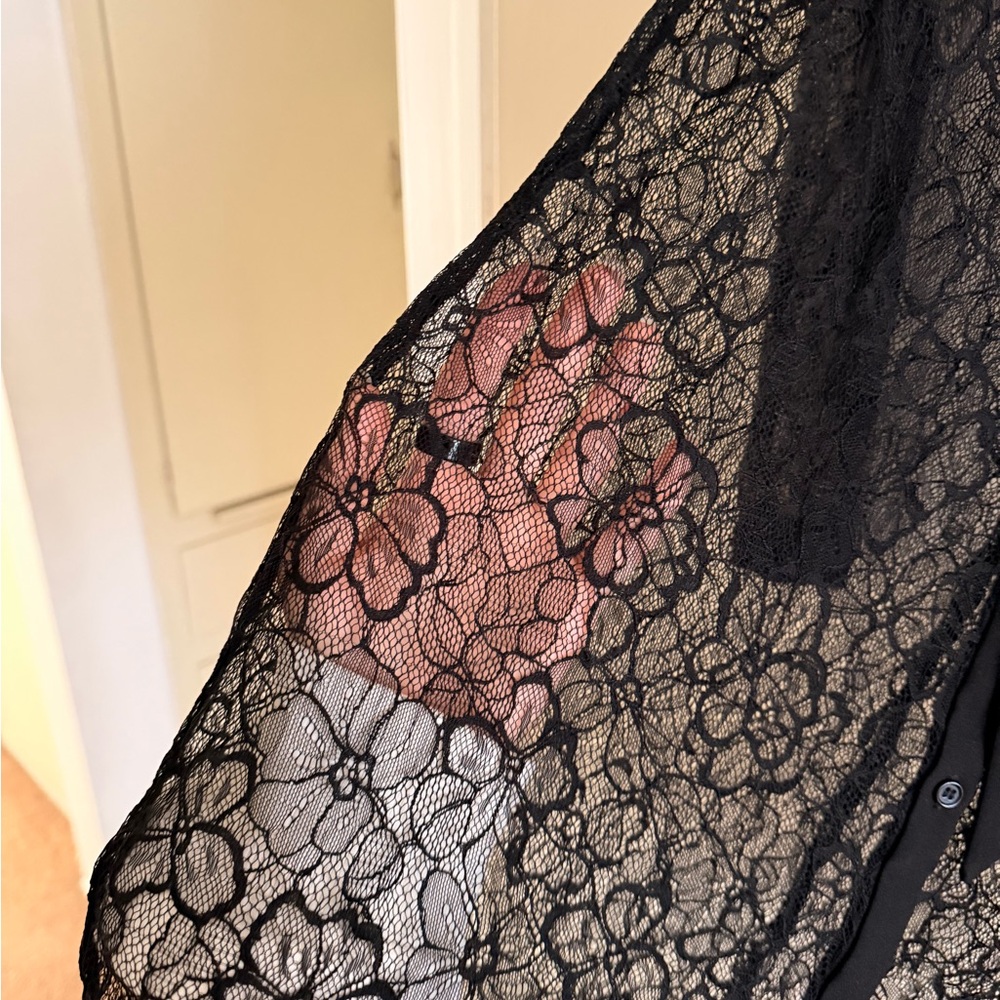 Maje Black Lace Mini Dress Size 1 - Picture 4 of 5